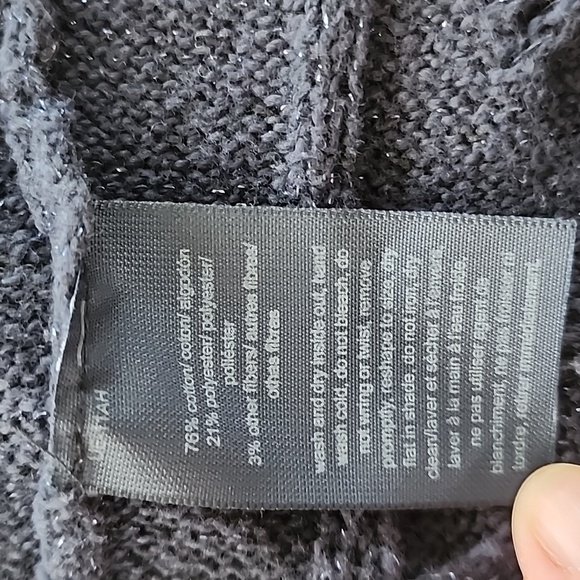 Tommy Hilfiger Womens Plus Metalic Blue Cotton Open Front Cardigan - Size 1X - Picture 6 of 7